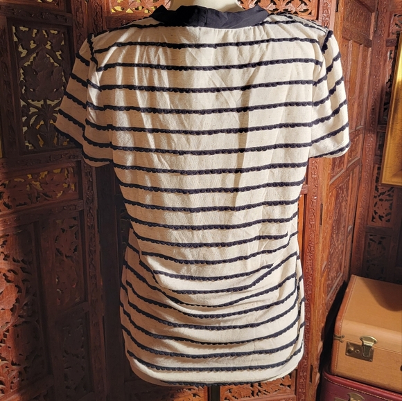 Set of 2 Size Medium Shirts, Black and White Stripes & Navy and White Polka Dots - Picture 5 of 10